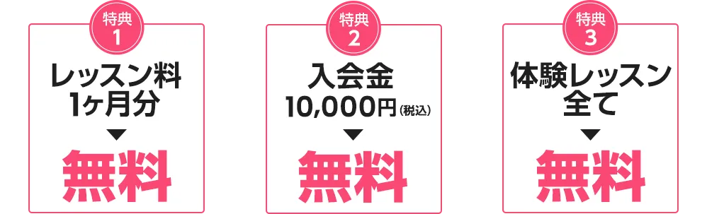 レッスン料1ヶ月分無料